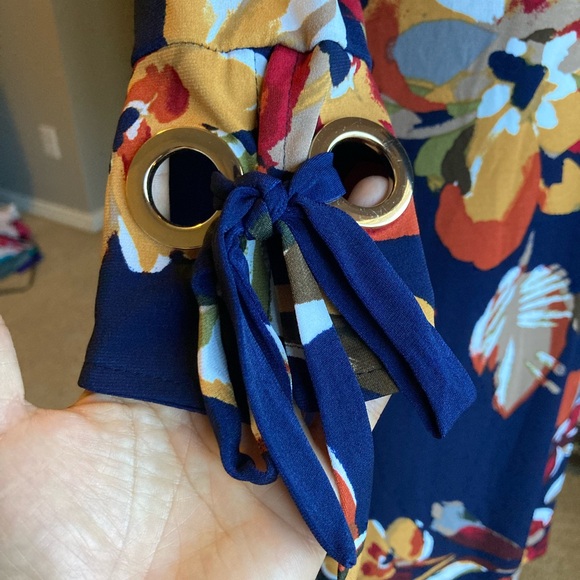 MSK floral, 3/4 sleeve A line dress, size petite small - Picture 4 of 12